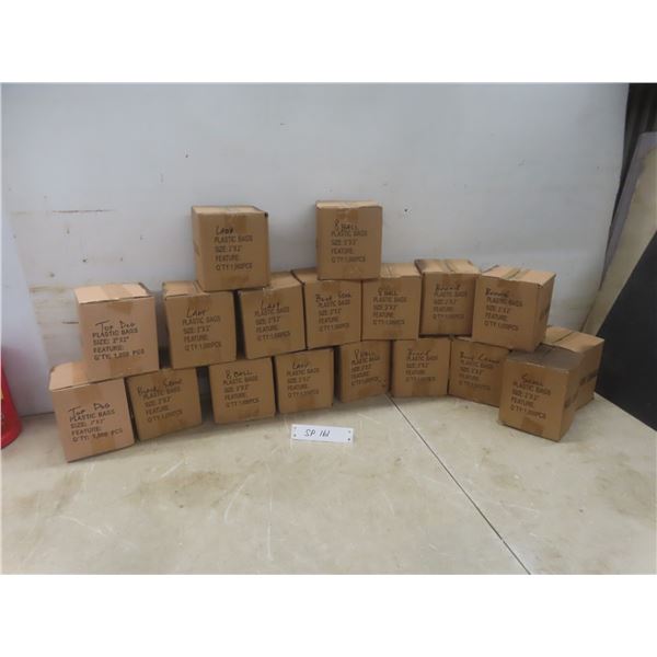 New 18 Boxes Plastic Ziplock Bags 2 x 2 Inches 1,000 Pieces Per Box Nine Designs