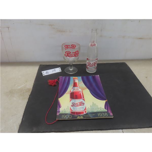 Rare Vintage 1938 Anniversary Pepsi Cola Booklet With Bottle and Glass