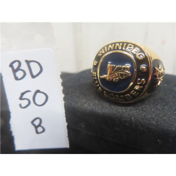 Vintage Winnipeg Blue Bombers .925 Silver CFL Mens Ring, 20 Grams