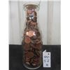 Image 1 : Vintage Crescent Creamery Milk Bottle Filled With Pennies - Over 5lbs