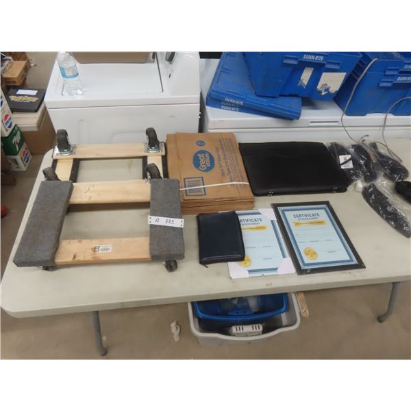 Document Frames, 1998 Crown Victoria Manual, 2 Platform Dollies, Briefcase, 5 New Leather Biker Hea