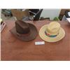 Image 1 : Cowboy Hat, Size 7 1/4–7 3/8, and Straw Hat