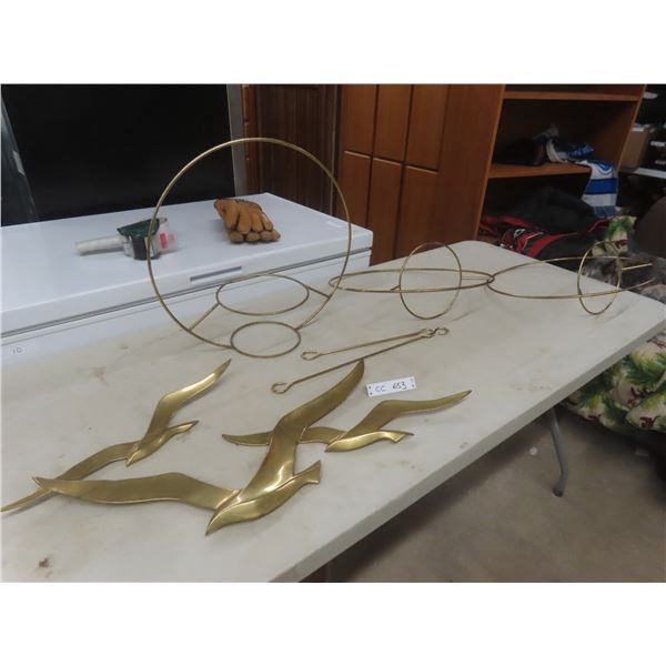 Brass Seagulls & 3 Brass Hangers