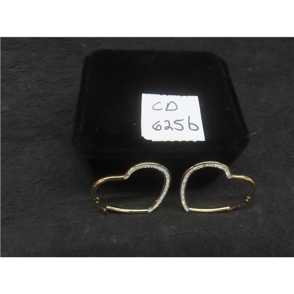 New 18K Gold-Plated 44 mm Simulated Diamond Heart Hoop Earrings