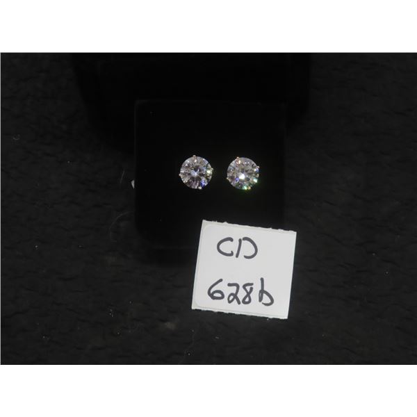 New 18K Gold-Plated 3.0 CT Each Simulated Diamond Stud Earrings