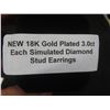 Image 6 : New 18K Gold-Plated 3.0 CT Each Simulated Diamond Stud Earrings