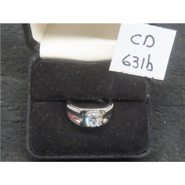 New Platinum-Plated 1.0 CT Simulated Diamond Mass Ring, Resizable