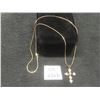 Image 1 : New 18K Gold-Plated 31.0mm Simulated Diamond Cross Necklace, 19" Chain