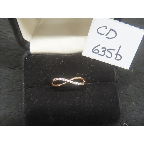 New 18K Gold-Plated Simulated Diamond Infinity Ring, Size 9