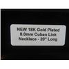 Image 6 : New 18K Gold-Plated 8.0mm Cuban Link Necklace, 20" Long