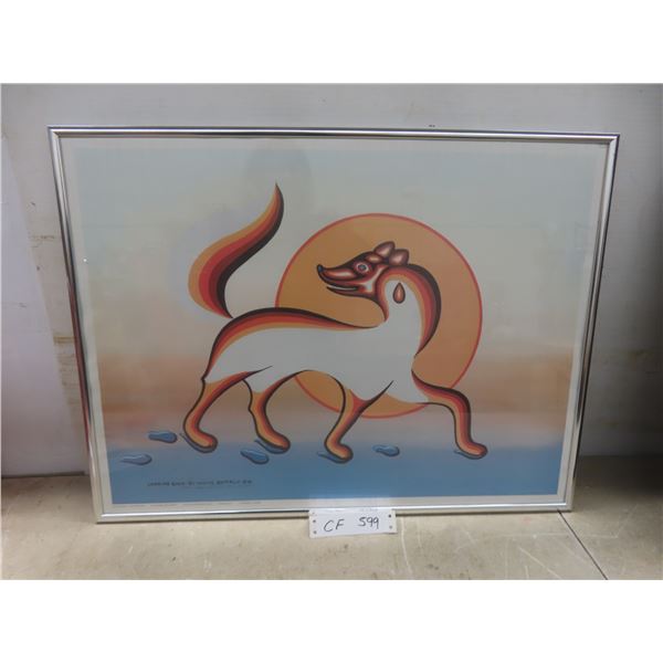 Framed Print "Looking Back" by White Buffalo, 18 1/2" x 24", Chip in Top Corner