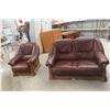 Image 1 : Leather/Leather-Style Living Room Chair and Love Seat, 60" Wide