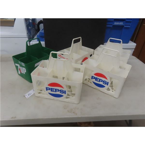 5 Plastic Six-Pack Carriers, Pepsi and 7UP