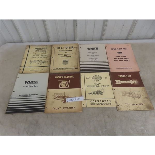 8 Tractor and Implement Manuals: Oliver, Cockshutt, White, Minneapolis-Moline