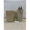 Image 1 : 2-Gallon Stoneware Crock and Vintage Lye Solution Stoneware Container With Brass Dispenser