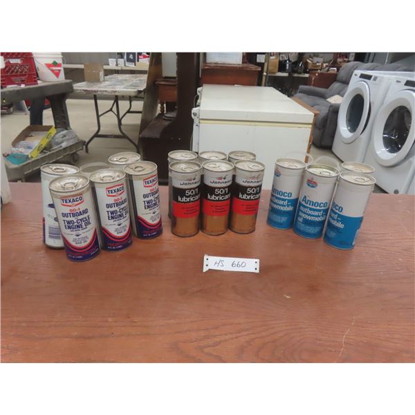 15 Pints - Texaco, Johnson & Amoco Outboard Snowmobile Oil w/Product