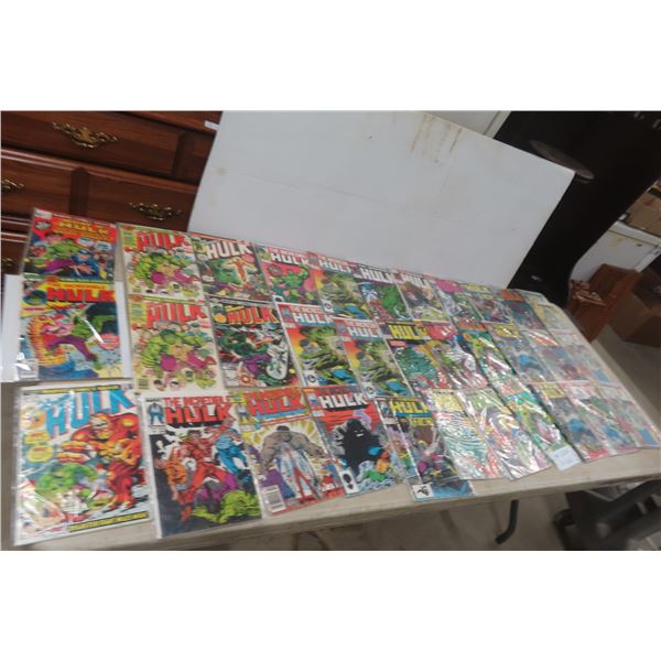 45 Incredible Hulk Comic Books Including 1977 Issues and 1980s–1990s Examples