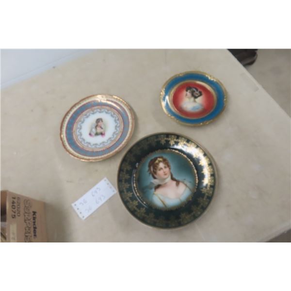 3 Vintage Portrait Plates Including Carlsbad Example