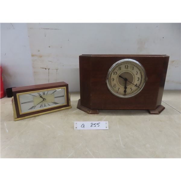 Seth Thomas Electric Desk Clock and New Haven Mantle Clock, Missing Glass Face, Hands Need Tighteni