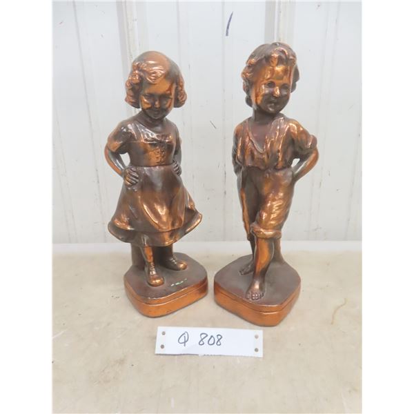 Boy and Girl Figurines, 12" Tall