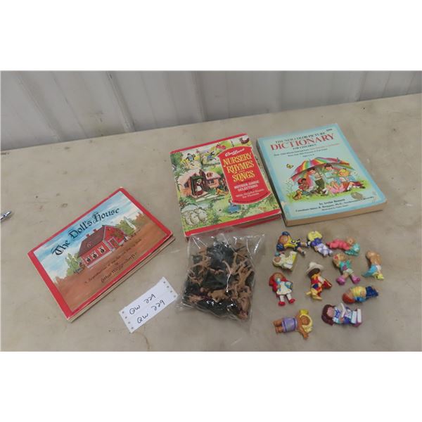 Toy Army Men, Cabbage Patch Figurines, and Children's Books