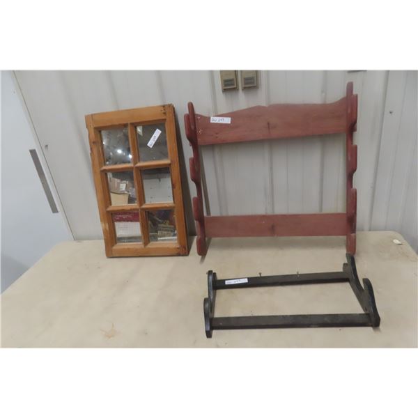 2 Open Gun Racks and 6-Pane Window Converted to Mirrors, 17" x 27 1/2"