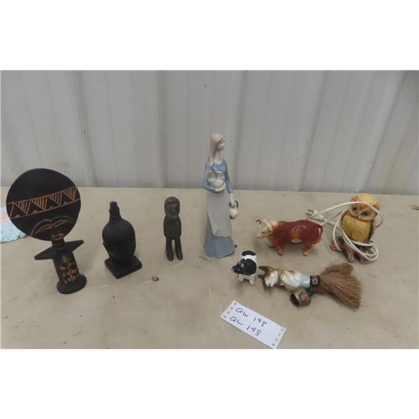 Figurines, Owl Lamp, Tribal Ornaments, and More