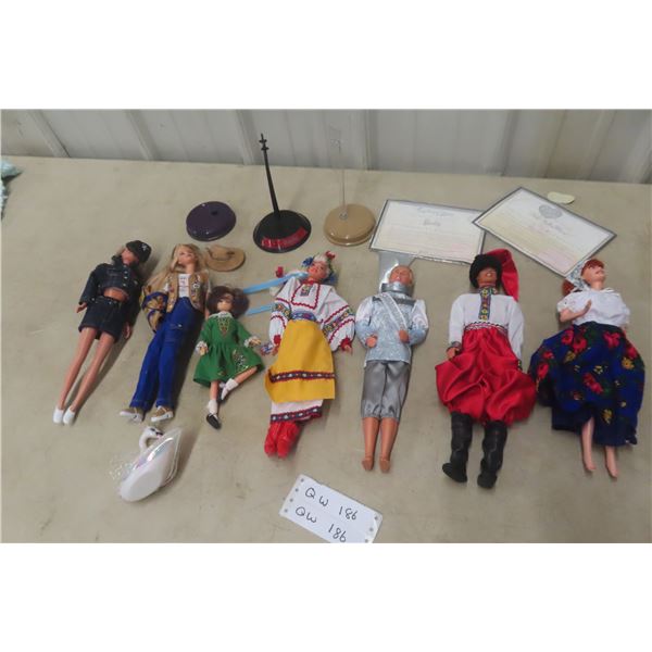 Barbie Dolls, Some With Certificates and International Clothing