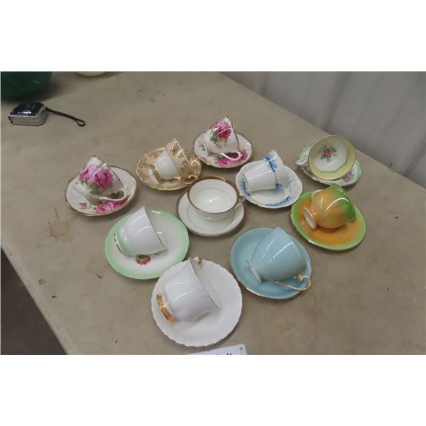 10 China Cups by Royal Doulton, Stafford, Winston, and Grafton