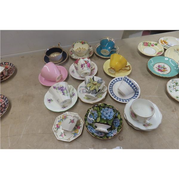 12 China Cups by Aynsley, Windsor, and Adderley