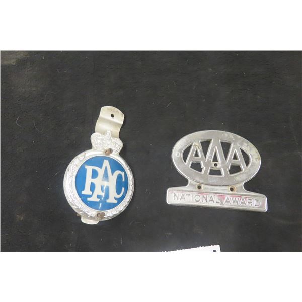 Vintage RAC Crown Auto Club and CAA License Plate Topper Emblems