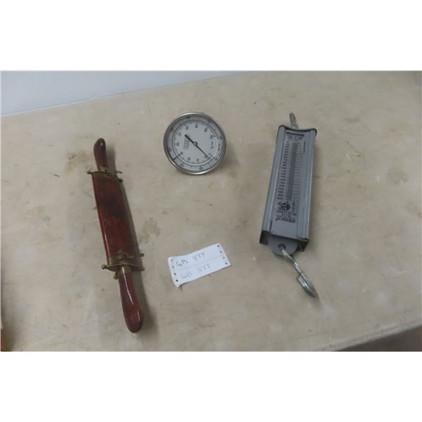 Vintage Hanson 200 lb Scale and Art Deco Knife Carver Set With Case