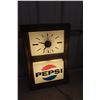 Image 1 : Vintage Pepsi Cola Light-Up Clock, 23" x 16" x 5", Lights Up