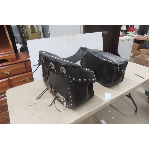 Vintage Motorcycle Leather Studded Saddle Bags