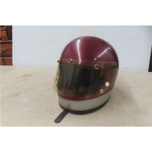 1970 Bell Star Full-Face Motorcycle Helmet With Visor, Size 7 1/2