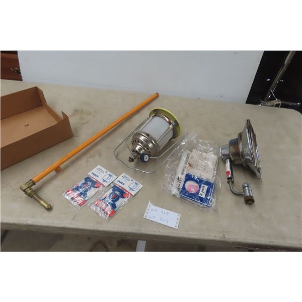 Vintage Primus Supra X2152 Sweden Propane Lantern With 5 Mantles, Camp Heater, Attachment, and Inst