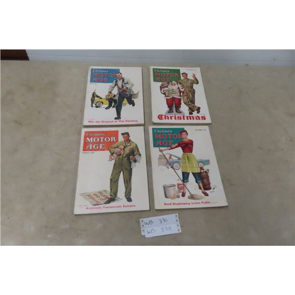 Antique 1955 and 1956 Chilton’s Motor Age Automotive Magazines, Quantity 4