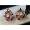 Image 1 : Vintage Pair Stained Glass Matching Hanging Light Fixtures