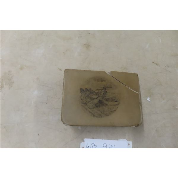 Antique Harvesting Scene 'Cutter – The Grain' German Stone Printing Block, 6" x 5" x 2" (Has Chip)