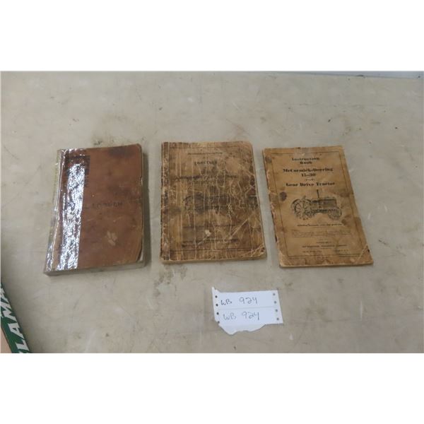 2 Antique McCormick-Deering International Harvester Tractor Manuals (15-30) & Caterpillar 966 Wheel