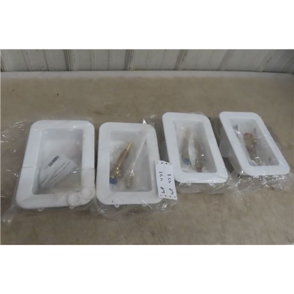 4 New Washing Machine Outlet Boxes With Water Hammer Arrestor, 1/2 Inch