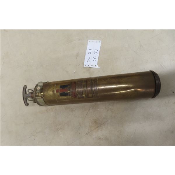 International Brass Fire Extinguisher With Wall Mount, 17" Long