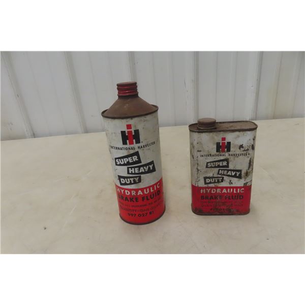 2 International Hydraulic Brake Fluid Cans, Pint And Quart