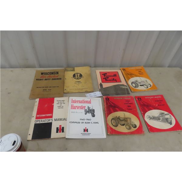 8 Tractor And Implement Manuals Including International, Ford, And Wisconsin