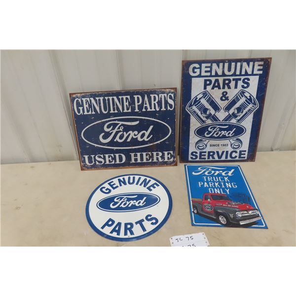 4 Modern Ford Metal Signs, 12" x 16"