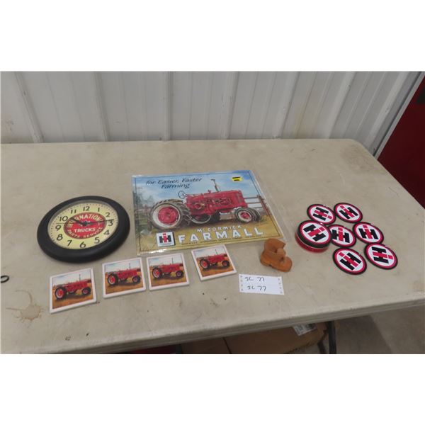 International Metal Sign With Coca-Cola Clock 12" x 16"