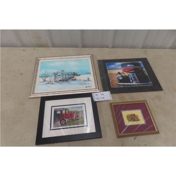 Signed McCormick Deering Threshing Machine Prints By Barb Richards And Dave Gordon