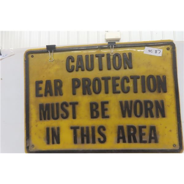 Caution Ear Protection Molded Plastic Sign, 20" x 14"