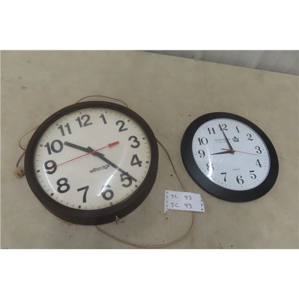 2 Wall Clocks Including Schoolhouse And Wesley Florist Supply