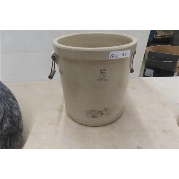 5 Gal Medalta Stoneware Crock